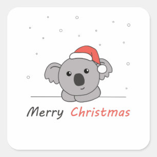 Adesivo Quadrado Koala Christmas Snow Winter Animais Koalas