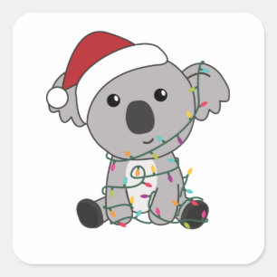 Adesivo Quadrado Koala Christmas Snow Winter Animais Koalas