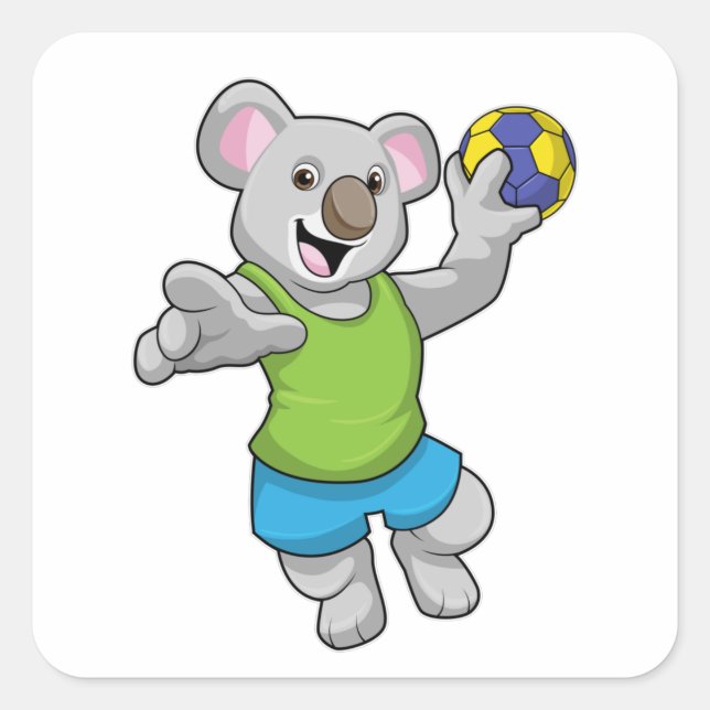 Adesivo Quadrado Koala com esportes de handebol (Frente)