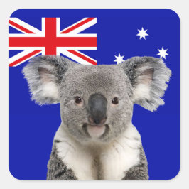 Adesivo Quadrado Koala com fundo de bandeira australiana