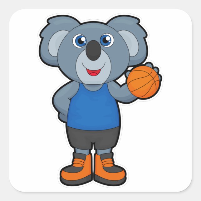 Adesivo Quadrado Koala como jogador de basquetebol (Frente)