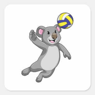 Adesivo Quadrado Koala como jogador de voleibol