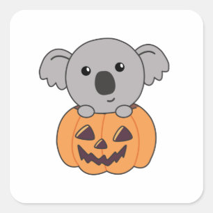 Adesivo Quadrado Koala Em Pumpkin Orange Koalas Halloween Bärchen
