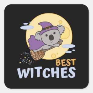 Adesivo Quadrado Koala Halloween Witch Kids Bruxas Melhores Bruxas