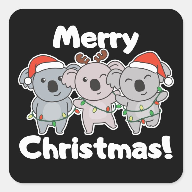 Adesivo Quadrado Koala Natal Animais Koalas Feliz Squ Natal (Frente)