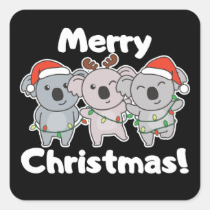 Adesivo Quadrado Koala Natal Animais Koalas Feliz Squ Natal