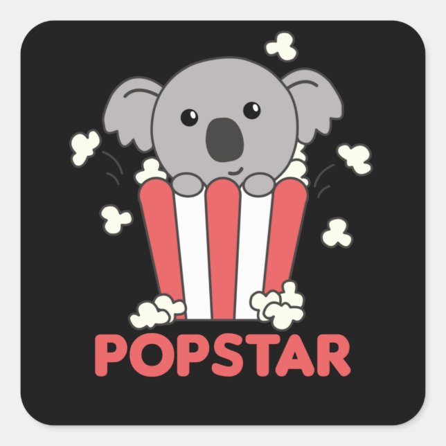 Adesivo Quadrado Koala Popcorn Pop Star Poppin Funny Koalas (Frente)