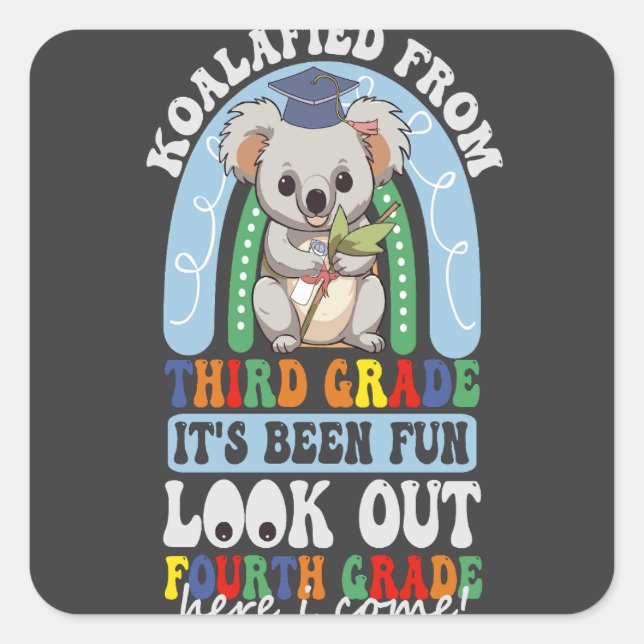 Adesivo Quadrado Koalaard do 3º ano, veja Koala do 4º ano (Frente)