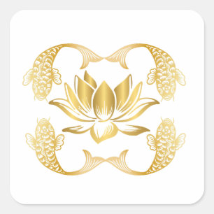 Adesivo Quadrado Koi ao redor do Lotus