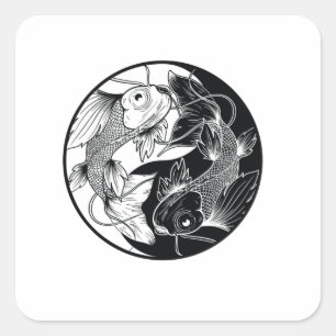 ADESIVO QUADRADO KOI YIN YANG PRETO E BRANCO
