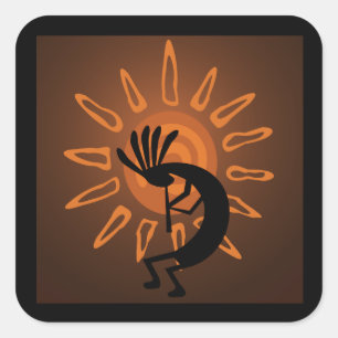 Adesivo Quadrado Kokopelli Sun Palmeiro Russo Brown Sticker