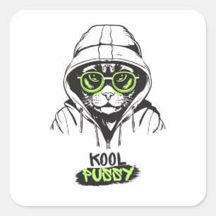 Adesivo Quadrado Kool Cat Sticker