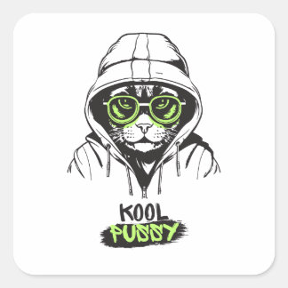 Adesivo Quadrado Kool Cat Sticker