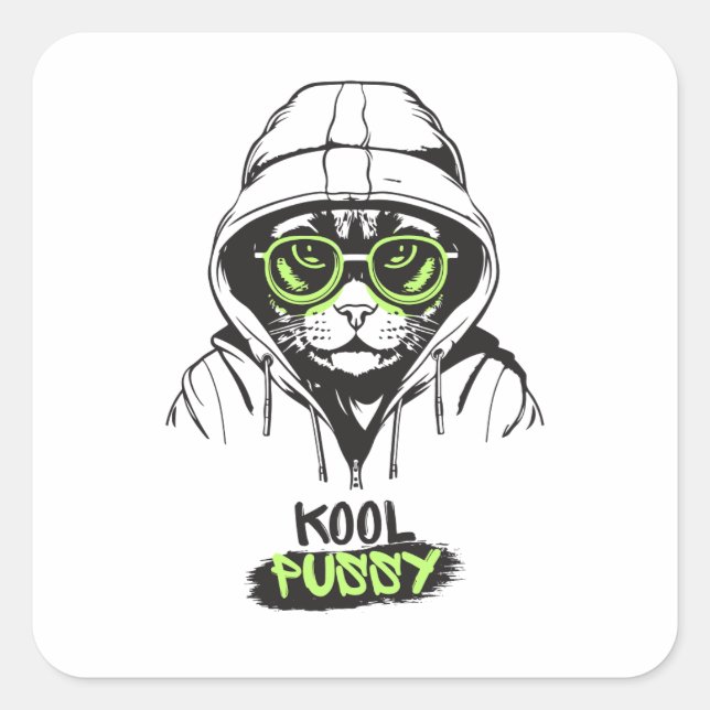 Adesivo Quadrado Kool Cat Sticker (Frente)