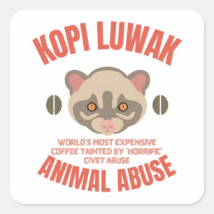 Adesivo Quadrado Kopi Luwak Animal Abus - Café Luwak