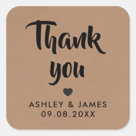 Adesivo Quadrado Kraft Obrigado Stickers, Casamento Obrigado, Kraft