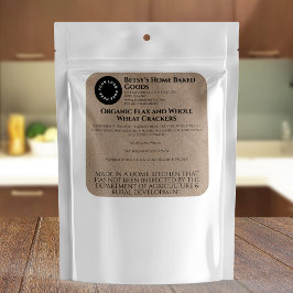 Adesivo Quadrado Kraft Paper Cottage Food Product Label with Logo