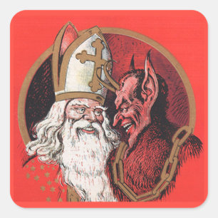 Adesivo Quadrado Krampus com Santo Nicholas Vinheiros de Natal