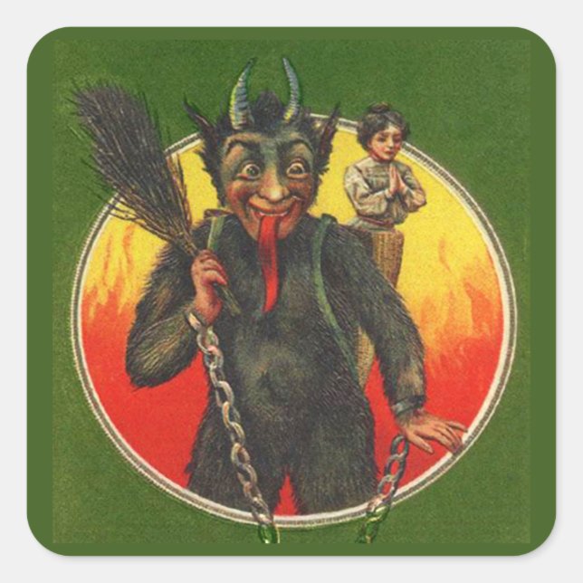 Adesivo Quadrado Krampus e as damas de Natal (Frente)
