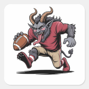 Adesivo Quadrado Krampus Jogando Futebol na Malhação de Natal