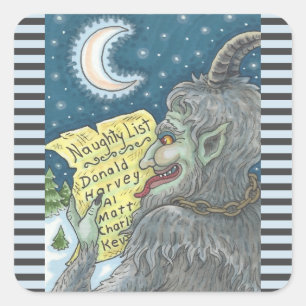 ADESIVO QUADRADO KRAMPUS NAUGHTHT CHILDREN LIST CHRISTMAS STICKERS