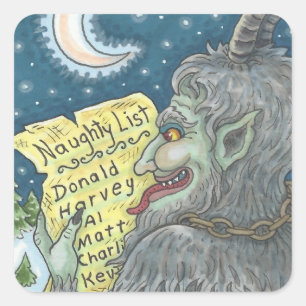 ADESIVO QUADRADO KRAMPUS NAUGHTHT CHILDREN LIST CHRISTMAS STICKERS