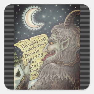 ADESIVO QUADRADO KRAMPUS NAUGHTHT CHILDREN LIST CHRISTMAS STICKERS