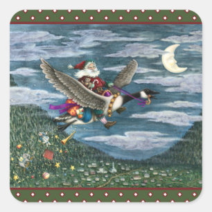 ADESIVO QUADRADO KRIS KRINGLE E BRINQUEDOS NO NATAL DE GOOSE CANADI