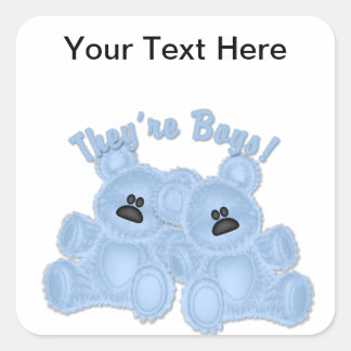 Adesivo Quadrado KRW Eles são garotos Twin Blue Teddy Bear Sticker