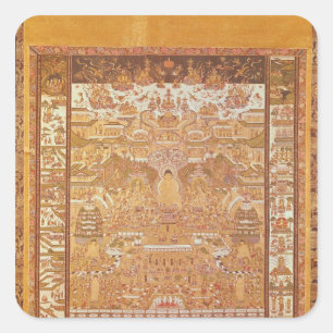 Adesivo Quadrado Kshitigarbha, juiz do inferno, de Dunhuang