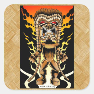 Adesivo Quadrado Ku, deus havaiano de Tiki
