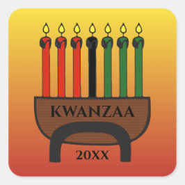 Adesivo Quadrado Kwanzaa Candles