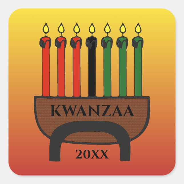 Adesivo Quadrado Kwanzaa Candles (Frente)