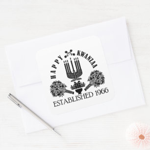 Adesivo Quadrado Kwanzaa Crest Preto