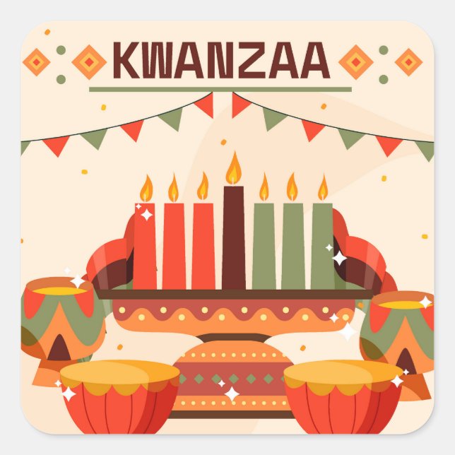 Adesivo Quadrado Kwanzaa Square Sticker (Frente)
