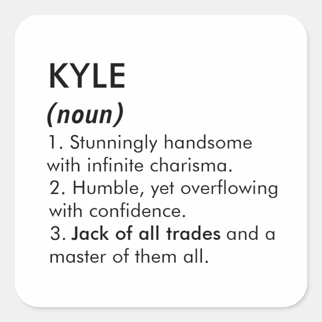 Adesivo Quadrado Kyle name, Editable name, Custom name (Frente)