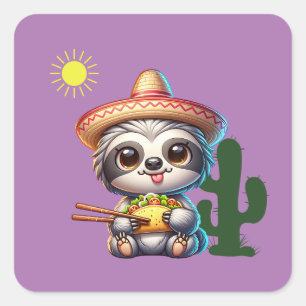 Adesivo Quadrado Lã branca comendo taco