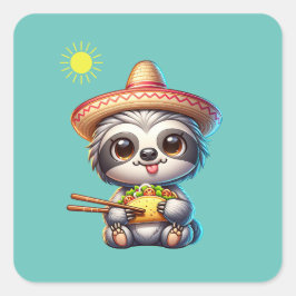 Adesivo Quadrado Lã branca comendo taco