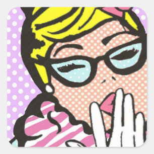 Adesivo Quadrado La-Di-Da Lady Pop Art Stickers