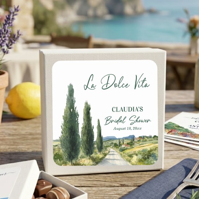 Adesivo Quadrado La Dolce Vita Italian View Bridal Shower (Criador carregado)