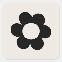 La Fleur 03 Floral Retro Preto E Flor Branca