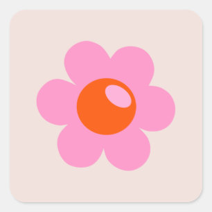 Adesivo Quadrado La Fleur 05 Flor De Abstrato Rosa E Laranja Floral