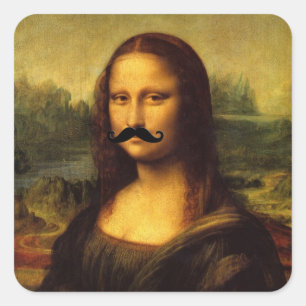 Adesivo Quadrado La Gioconda com barba