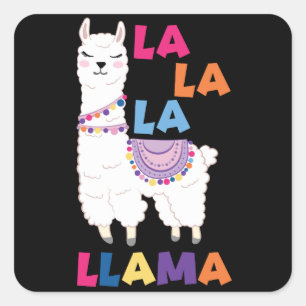 Adesivo Quadrado La La La Llama - Engraçado Cantando Llama