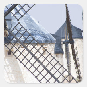 Adesivo Quadrado La Mancha, Espanha. Don Quixote, famosamente incli