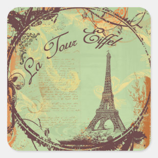 Adesivo Quadrado la Tour Torre Eiffel Estilo Vintage Estilos Etique