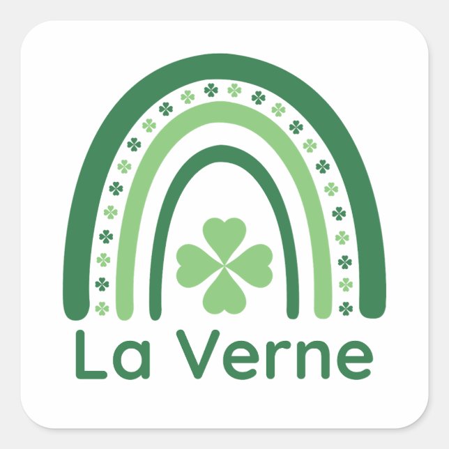 Adesivo Quadrado La Verne Nome Clover Boho Rainbow (Frente)