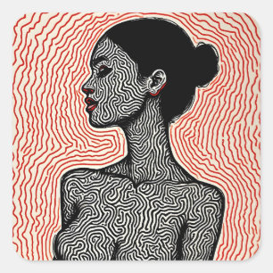Adesivo Quadrado Labirinto de Seu Despertar – Um Retrato Minimalist