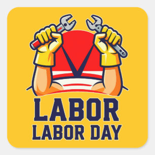 Adesivo Quadrado Labor Day Strong Worker Pride Illustration