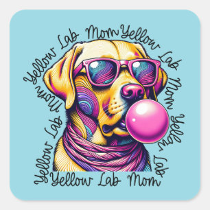Adesivo Quadrado Laboratório Amarelo Mãe Bubblegum Trendy Labrador